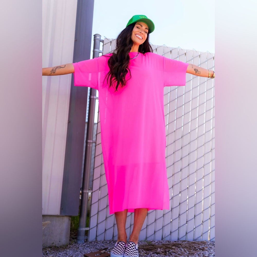 BNWT Dressed in LALA Karma Oversized Mesh Dress + Slip